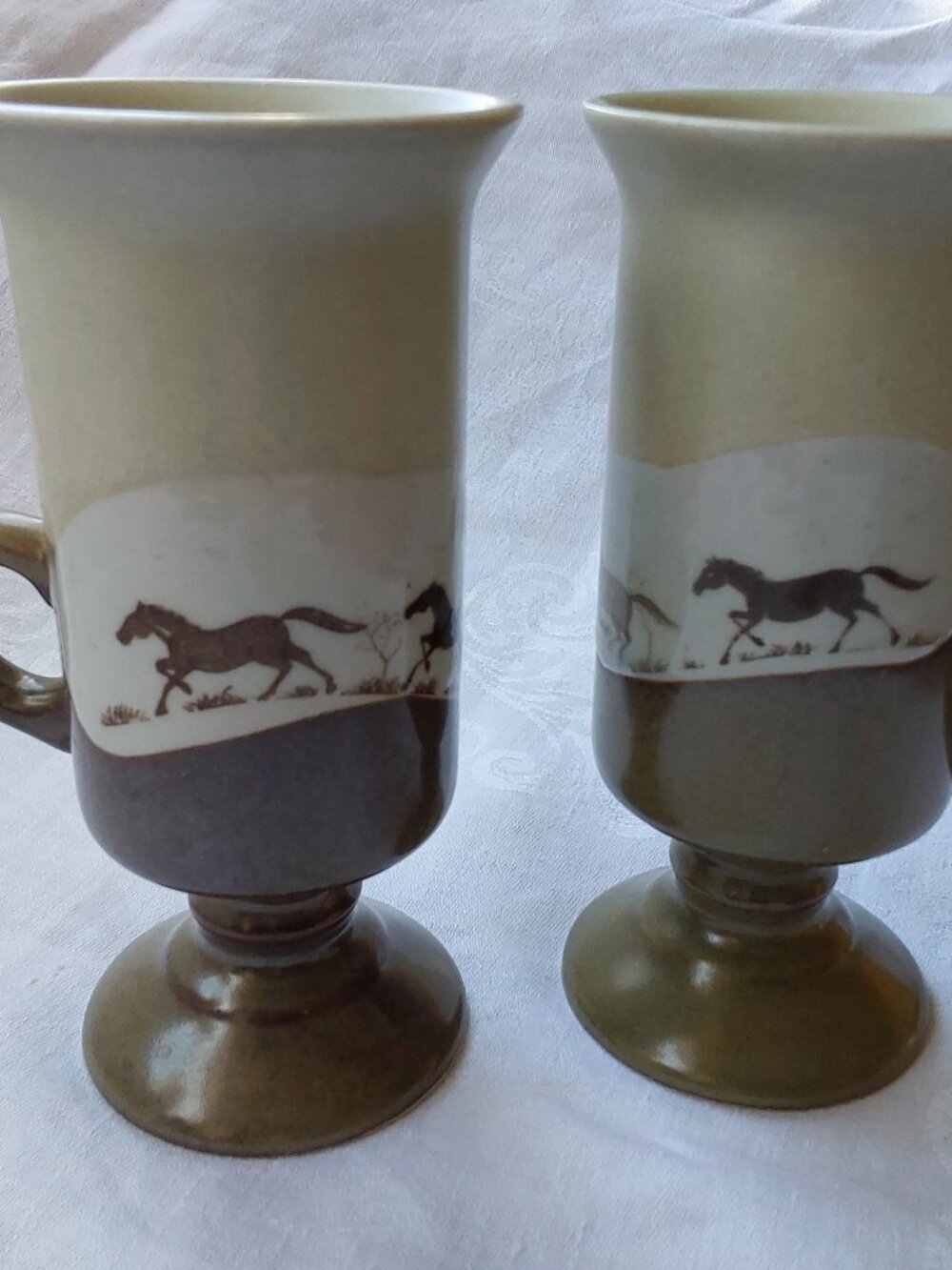 Pair vintage Otagiri irish coffee mugs with horses NWT